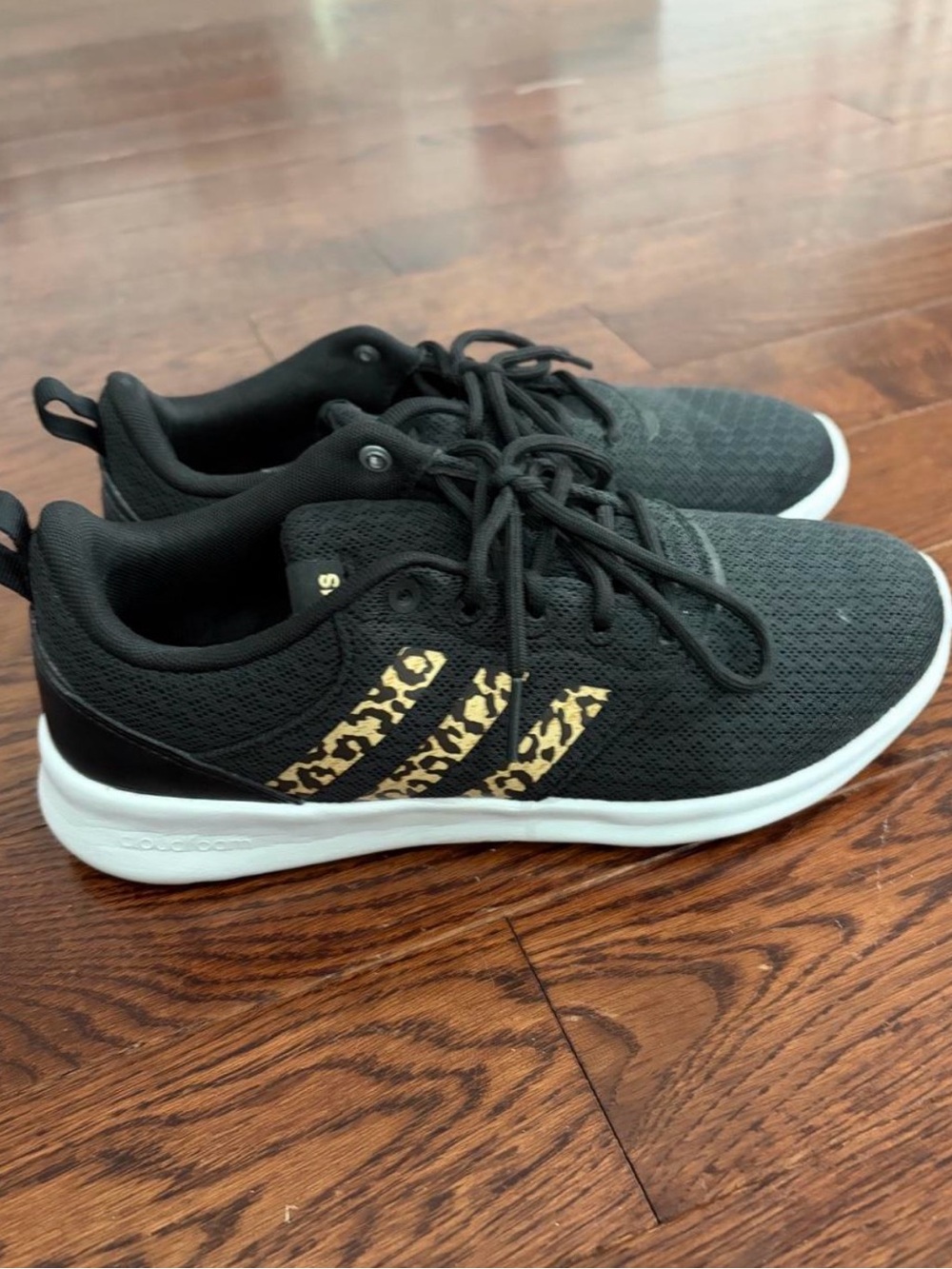 adidas Black Sneakers with Gold Leopard Stripes